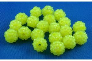 50 Shamballa Strassperlen Beads 10mm neon gelb
